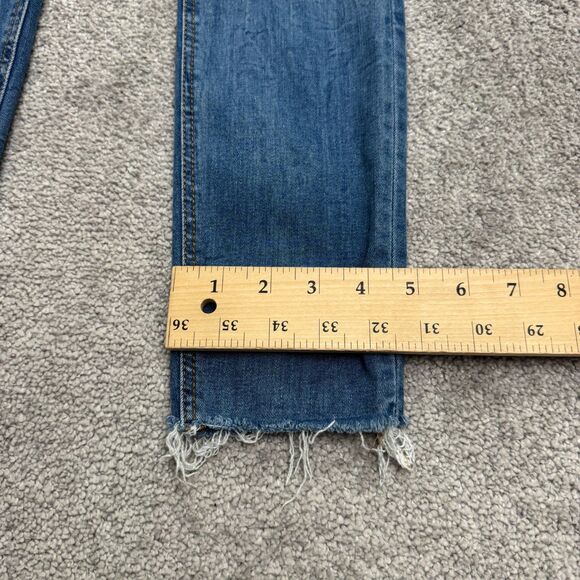 Zara High Waist Skinny Denim Jeans Womens 4 Sunrise Blue Distressed Hem 24x28 - Picture 14 of 15